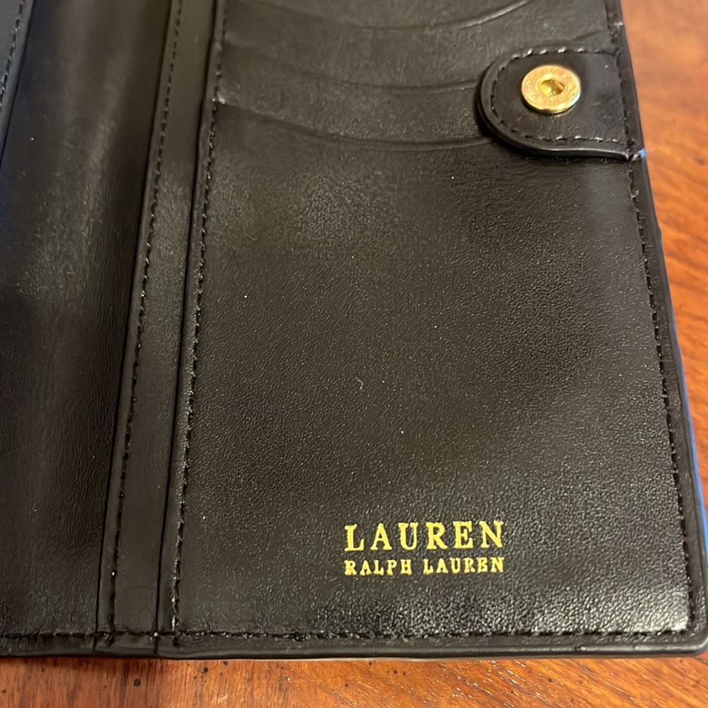 Lauren Ralph Lauren Black Leather Slim Snap Wallet - Picture 7 of 15